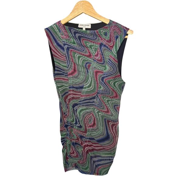 Opening Ceremony Multicolor Abstract Swirl Sleeveless Ruched Dress Size S - Picture 1 of 10